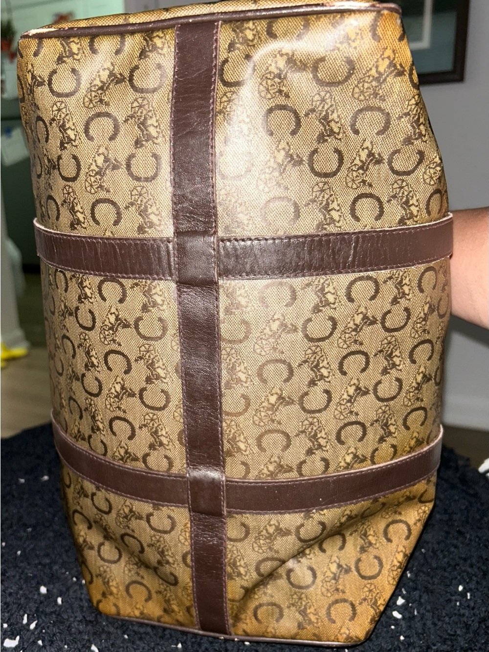 Celine Brown Monogram Canvas Top-Handle Satchel - Picture 8 of 11